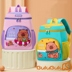 balo cho bé màm non (6-9 Tuổi), Kawaii Hoạt Hình Capybara Chống Thấm Nước Chống Thấm Nước Đi Học