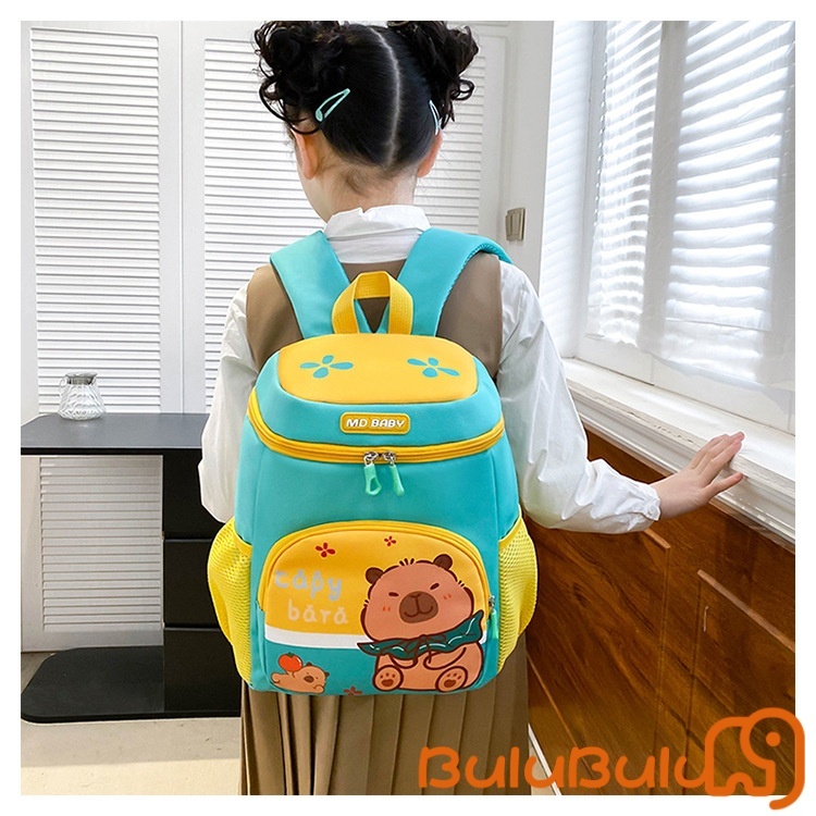 balo cho bé màm non (6-9 Tuổi), Kawaii Hoạt Hình Capybara Chống Thấm Nước Chống Thấm Nước Đi Học