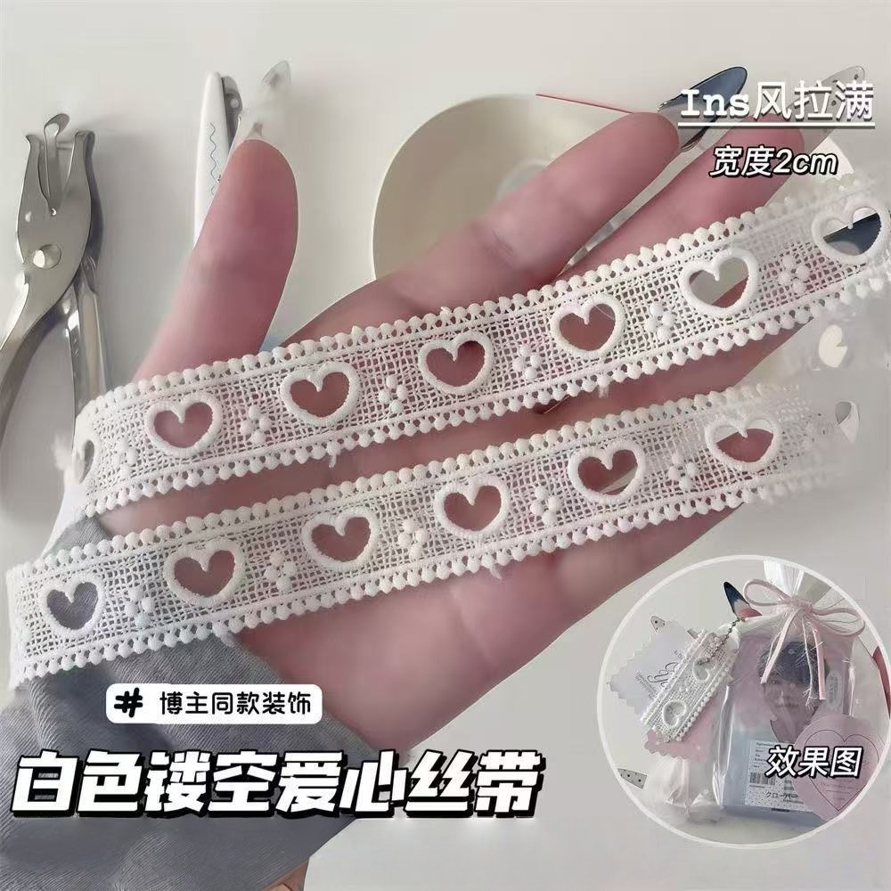 1 Mét Rỗng Trái Tim Phụ Kiện Ruy Băng Trắng Đóng Gói Thẻ DIy Đựng Thẻ ...