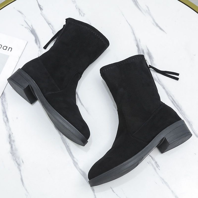 35-43 Giày Nữ Kích Thước Cực Lớn 41 Plus Size Giày Bốt Ngắn Nữ 42 Giày Bốt Gót Dày Martin Giày Bốt Co Giãn Giữa Dây Buộc Giày Bốt Nữ Thoải Mái Chống Trơn Trượt Chống Thấm Nước Plus Kích Thước Plus Kích Thước Công Việc