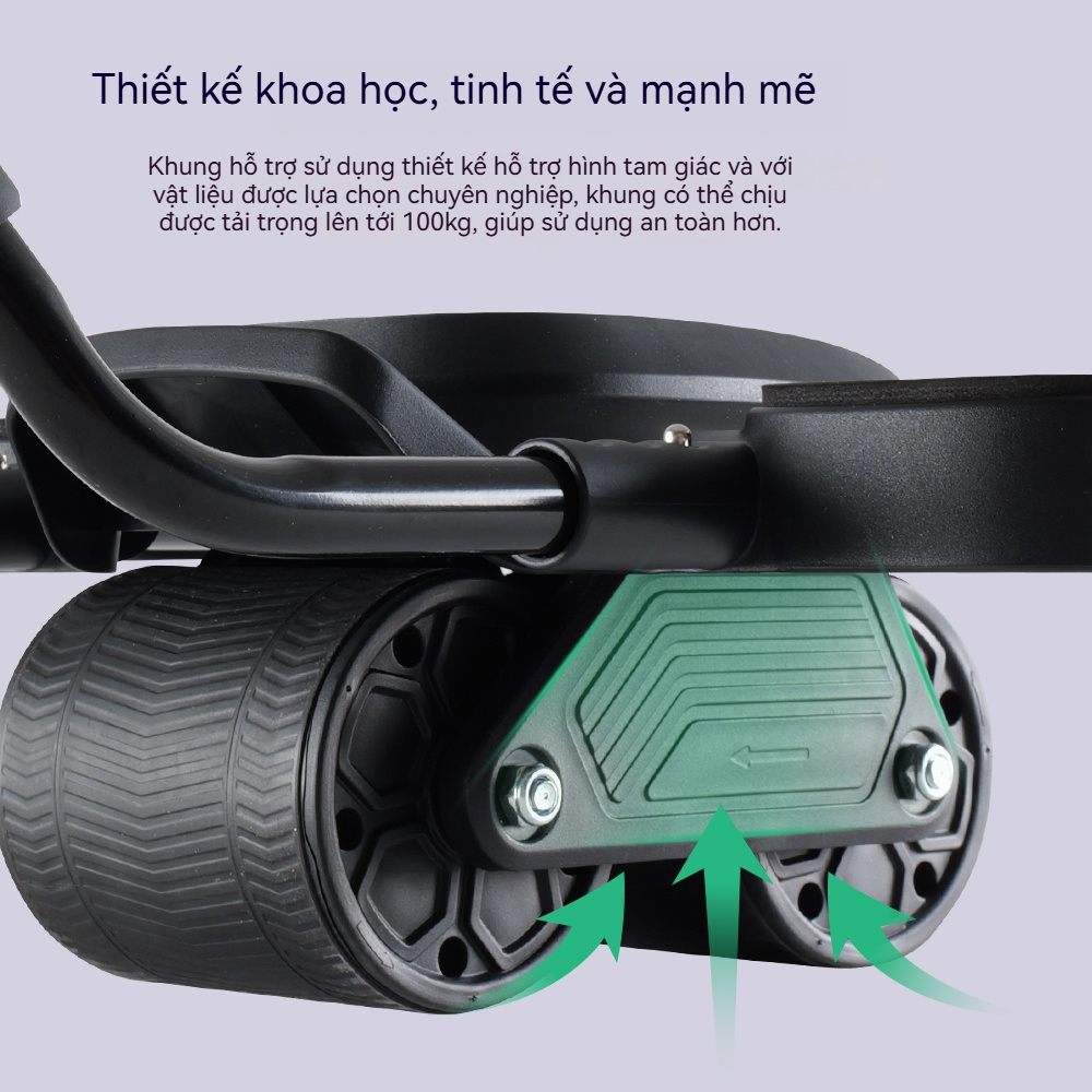 leikefitness Con lăn tập bụng, thiết bị tập thể dục hỗ trợ phẳng, tập cơ bụng, tặng thảm lót đầu gối