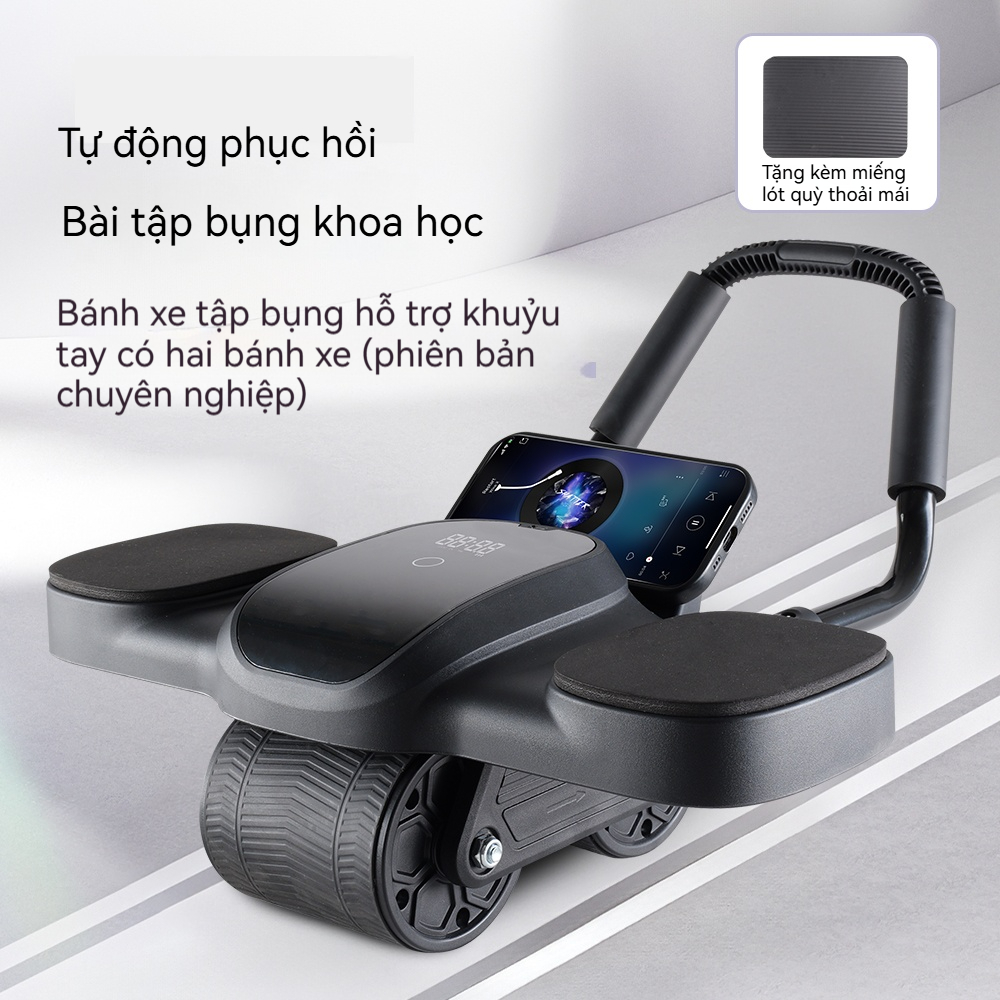 leikefitness Con lăn tập bụng, thiết bị tập thể dục hỗ trợ phẳng, tập cơ bụng, tặng thảm lót đầu gối