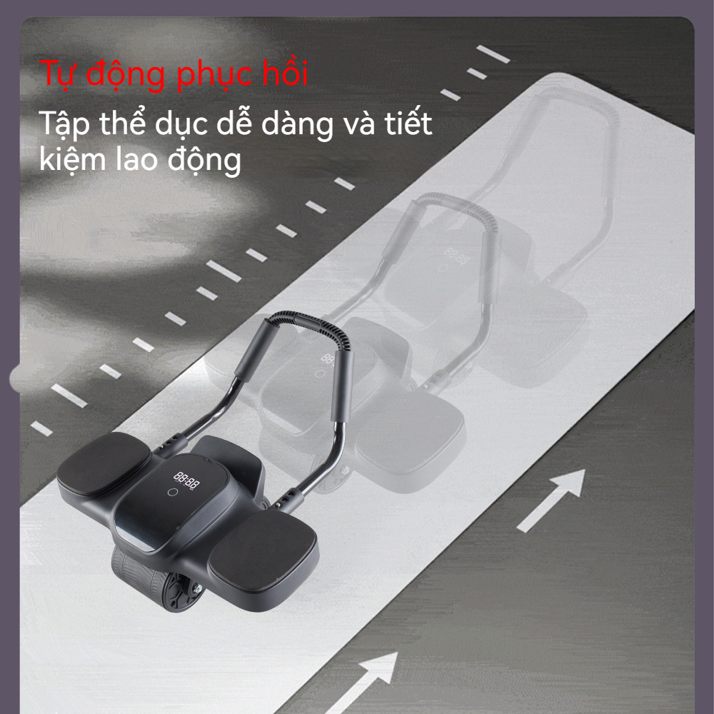 leikefitness Con lăn tập bụng, thiết bị tập thể dục hỗ trợ phẳng, tập cơ bụng, tặng thảm lót đầu gối