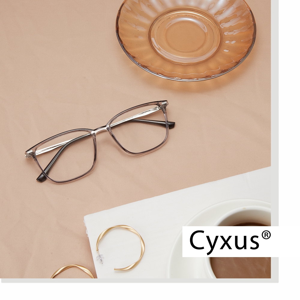 Cyxus Kính Chống Ánh Sáng Xanh TR90 Khung Vuông Dành Cho Nam Bảo Vệ Mắt Văn Phòng Game Máy Tính 8208T