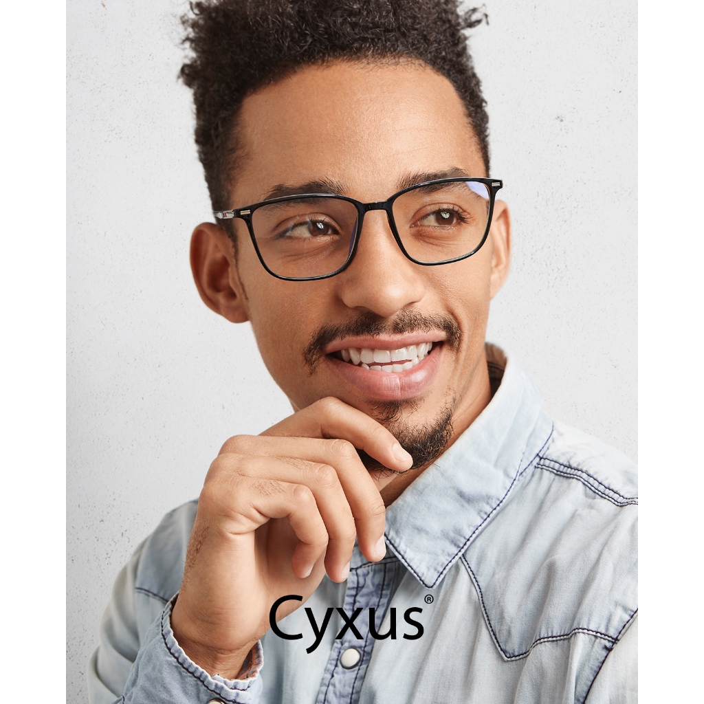 Cyxus Kính Chống Ánh Sáng Xanh TR90 Khung Vuông Dành Cho Nam Bảo Vệ Mắt Văn Phòng Game Máy Tính 8208T