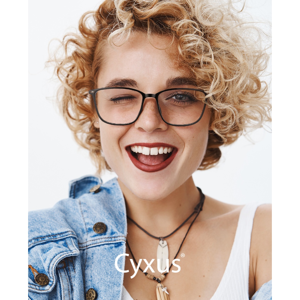 Cyxus Kính Chống Ánh Sáng Xanh TR90 Khung Vuông Dành Cho Nam Bảo Vệ Mắt Văn Phòng Game Máy Tính 8208T