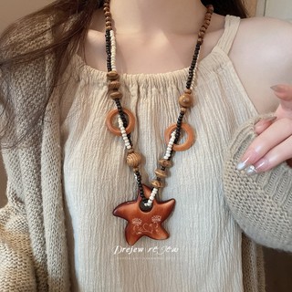 DREJEW Retro Ngôi Sao Mặt Trăng Mặt Dây Chuyền Vòng Cổ Thanh Lịch Cao Cấp Tính Khí Xương Đòn Dây Chuyền Áo Len Đa Năng Thời Trang Cao Cấp