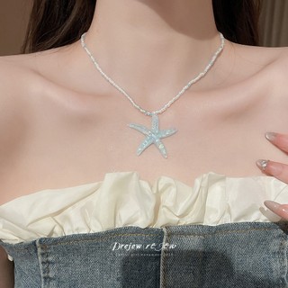 DREJEW Vòng cổ hoa sao biển đầy màu sắc tươi và ngọt ngào xếp chồng lên nhau xương đòn chuỗi bên bờ biển kỳ nghỉ phong cách trang trí vòng cổ