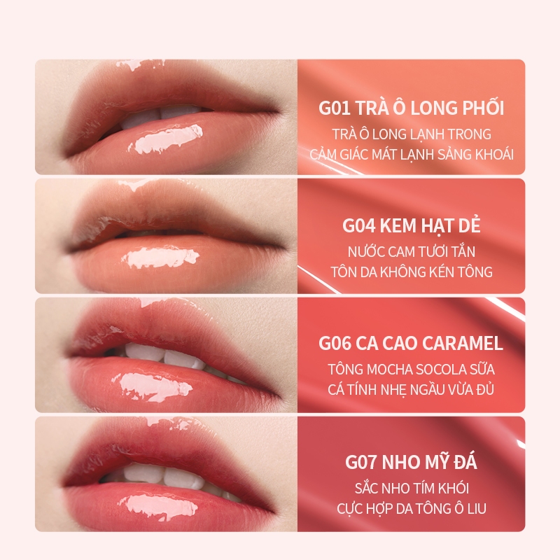 Son Bóng Mooekiss, Căng Mọng Môi, Dưỡng Ẩm, Lâu Trôi, Tôn Da, Thiết Kế Xinh Xắn 2.1g
