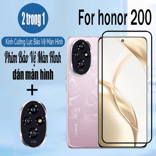 Kính cường lực bảo vệ màn hình Honor 200 5G 2 trong 1 cho Honor 200 Pro 90 Lite 70 50 5G Phim bảo vệ kính chống va đập với màng ống kính máy ảnh