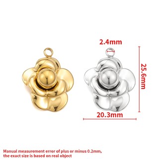 Được đánh bóng bằng thép titan Camellia Mặt dây chuyền Trang sức tự làm Phụ kiện hoa vàng 18k