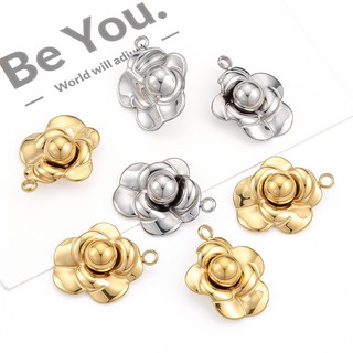 Được đánh bóng bằng thép titan Camellia Mặt dây chuyền Trang sức tự làm Phụ kiện hoa vàng 18k
