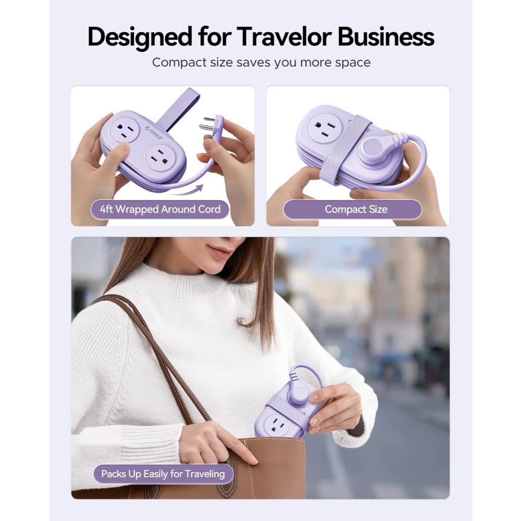 ORICO US Plug - Dải nguồn du lịch 4 ổ cắm AC 3 cổng USB có cáp bọc cho bộ mở rộng ổ cắm Crusie Ship (AP3-4A)
