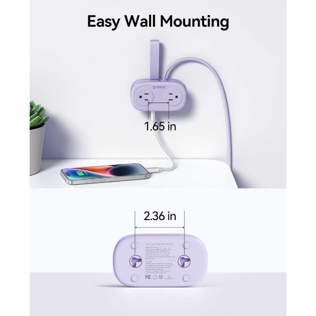 ORICO US Plug - Dải nguồn du lịch 4 ổ cắm AC 3 cổng USB có cáp bọc cho bộ mở rộng ổ cắm Crusie Ship (AP3-4A)