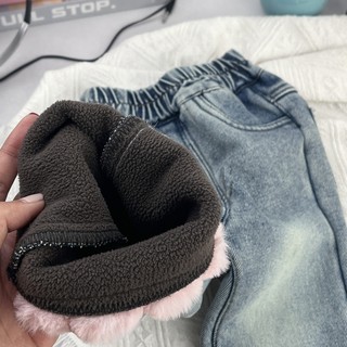MuyoNowo Girls Pink Pom Pom Flare Denim Quần Co Giãn Eo Trẻ Em Quần Jean Mềm Mại