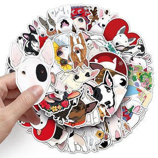 Bộ 50 Bull Terrier Dán Đề Can DIY Ván Trượt Sổ Lưu Niệm Laptop Xe Hơi Miếng Dán Đồ Chơi Trẻ Em