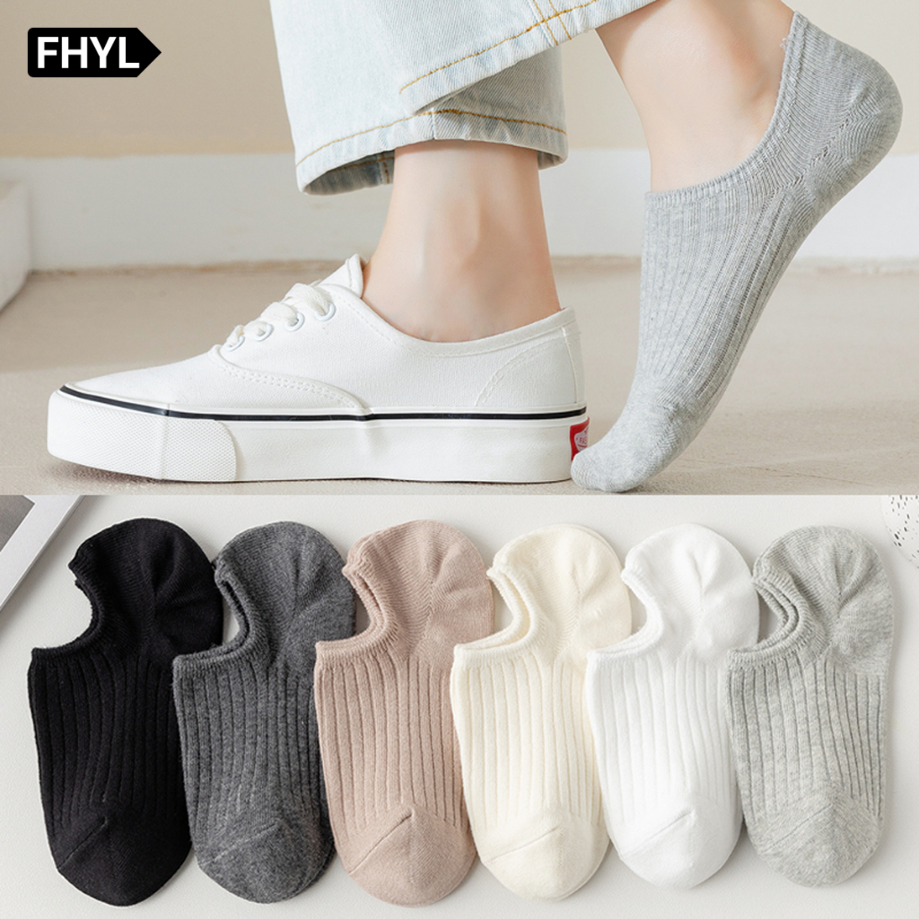 Vớ cotton FHYL cổ thấp chống trượt thời trang Nhật Bản đơn giản cho nữ