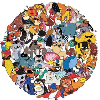 Bộ 50 Hình Thú Vui Nhộn Hình Dán Chống Thấm Nước Trong Suốt Chất Liệu PET Kid DIY Sticker