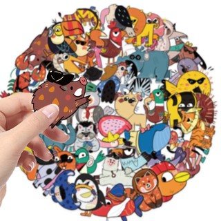 Bộ 50 Hình Thú Vui Nhộn Hình Dán Chống Thấm Nước Trong Suốt Chất Liệu PET Kid DIY Sticker