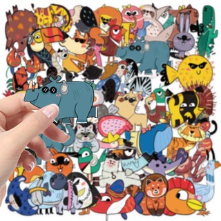 Bộ 50 Hình Thú Vui Nhộn Hình Dán Chống Thấm Nước Trong Suốt Chất Liệu PET Kid DIY Sticker