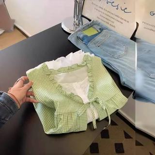 Phong Cách Hàn Quốc Nữ Nữ Rời Ruffle Baggy Áo Sơ Mi Không Tay Ren Giả-hai Mảnh