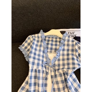 Phong Cách Hàn Quốc Nữ Nữ Rời Ruffle Baggy Áo Sơ Mi Tay Ngắn Áo Giả-hai Mảnh