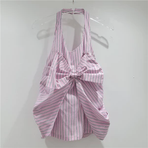 2025 Phong Cách Mới Retro Tính Khí Sang Trọng Sọc Nơ Dây Áo Vest Nữ Niche Không Tay Top