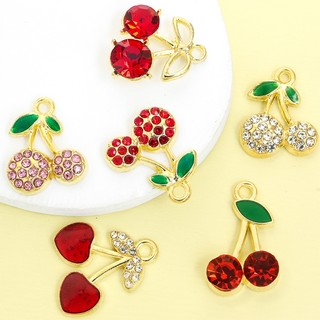 10 Chiếc Ngọt Ngào Dễ Thương Màu Đỏ Anh Đào Quyến Rũ Với Kim Cương Giả Sáng Bóng, 6 Kiểu Mặt Dây Hợp Kim Kẽm Tinh Tế Cho DIY Mùa Hè Vòng Cổ Sống Động Vòng Tay Bông Tai Dây Xích Điện Thoại Túi Phụ Kiện