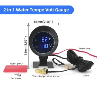 Đồng hồ đo nhiệt độ nước Led kỹ thuật số ô tô -10-110 độ C với cảm biến ống nối nhiệt độ nước Bộ chuyển đổi 10MM 1 / 8NPT Vôn kế 2 TRONG 1