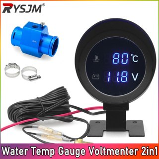 Đồng hồ đo nhiệt độ nước Led kỹ thuật số ô tô -10-110 độ C với cảm biến ống nối nhiệt độ nước Bộ chuyển đổi 10MM 1 / 8NPT Vôn kế 2 TRONG 1