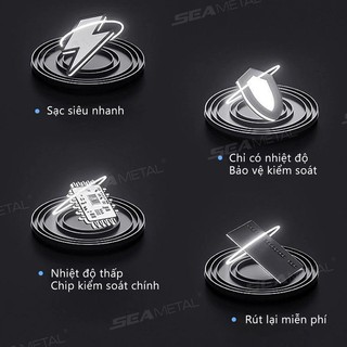 Bộ sạc xe hơi SEAMETAL 120W Siêu nhanh với dòng có thể thu vào Cổng USB kép Ô tô Bật lửa giao diện Bộ chuyển đổi phích cắm