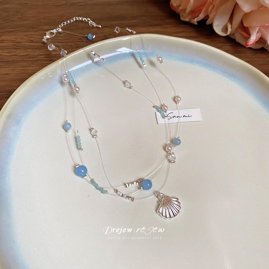DREJEW Vỏ Sao Biển Ngọc Trai Vòng Cổ Trên Bãi Biển Phong Cách Kỳ Nghỉ Xếp Chồng Dây Xích Xương Đòn Thời Trang Cao Cấp Tính Khí Vòng Cổ Trang Trí