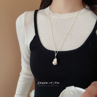 DREJEW Vòng cổ mặt dây chuyền ngọc trai hạt đậu hoa Nhật Bản và Hàn Quốc ins đơn giản và đa năng dây chuyền xương đòn thích hợp dây chuyền áo len cao cấp