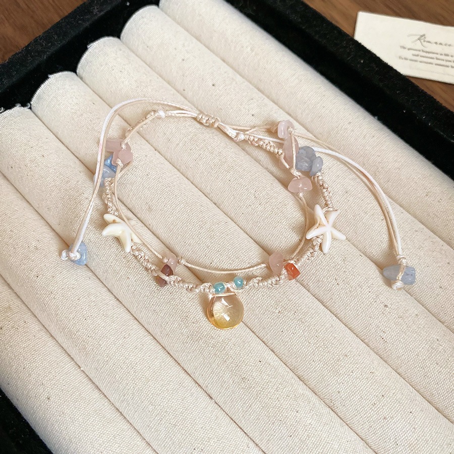 [Jewbeauty] Vòng tay sao biển ngọc trai bằng gỗ đầy màu sắc phong cách kỳ nghỉ Vòng tay ngọt ngào tươi mát Phụ kiện tay thời trang dành cho nữ