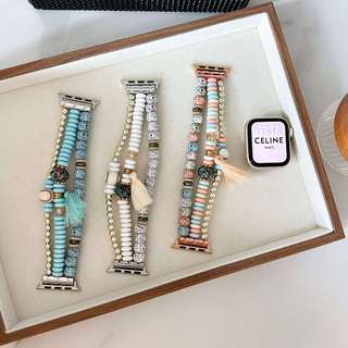 Dây đeo tua rua đính cườm phong cách Bohemian cho Apple Watch Ultra 46 / 44 / 40 / 49 / 45 / 41 / 42 / 38 / 45mm iwatch Series Ultra / 10 / 9 / 8 / 7 / 6 / 5 / 4 / 3 / 2 / 1 / SE