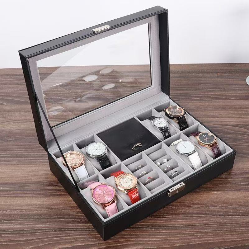 8 Khe Lưới Đồng Hồ Lưu Trữ Hộp Sắp Xếp Da PU Hộp Trang Sức Hiển Thị Hộp Bảo Quản
