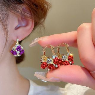 Khuyên Tai Hình Giỏ Hoa Hồng Phong Cách Âu Mỹ Tinh Tế Thời Trang