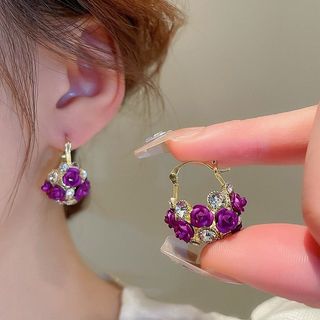 Khuyên Tai Hình Giỏ Hoa Hồng Phong Cách Âu Mỹ Tinh Tế Thời Trang