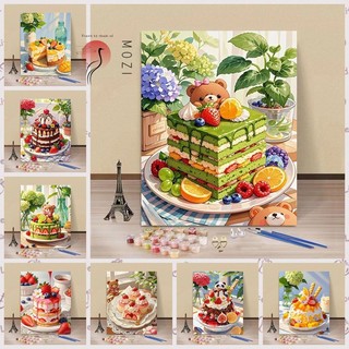 MOZI ✨40 * 50cm / 30 * 40cm món tráng miệng gấu tranh tô màu theo số tranh số hóa Món tráng miệng Tranh sơn dầu kỹ thuật số tự làm Tranh tay có giá trị cao Tranh tô màu Tranh kỹ thuật số Tranh vẽ tay Tranh sơn màu Tranh giải nén Tranh trang trí Acrylic