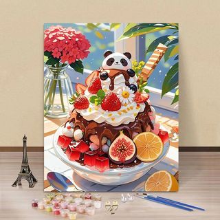 MOZI ✨40 * 50cm / 30 * 40cm món tráng miệng gấu tranh tô màu theo số tranh số hóa Món tráng miệng Tranh sơn dầu kỹ thuật số tự làm Tranh tay có giá trị cao Tranh tô màu Tranh kỹ thuật số Tranh vẽ tay Tranh sơn màu Tranh giải nén Tranh trang trí Acrylic
