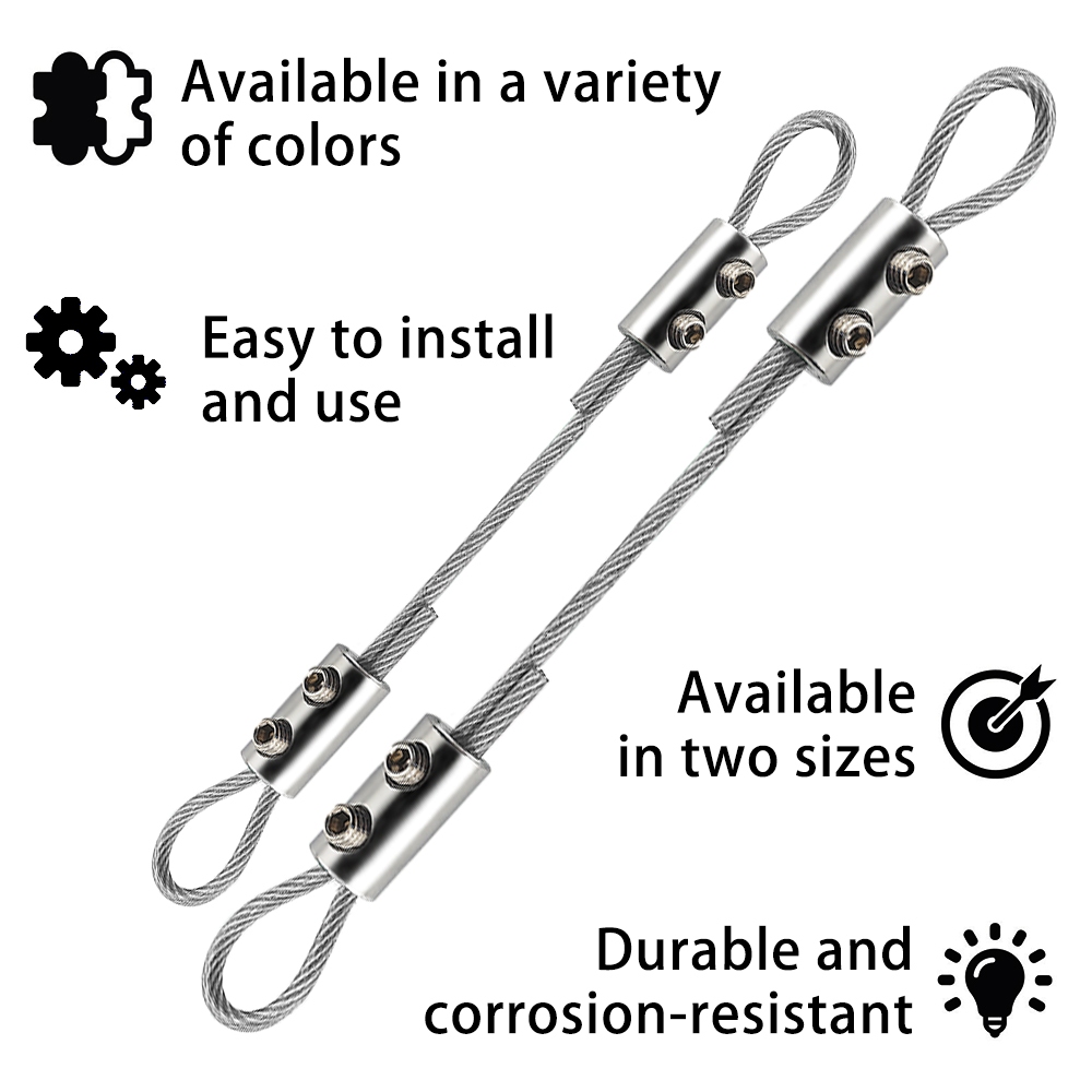 Bộ dây cáp bằng thép không gỉ PVC nhiều màu 2mm 3mm có thể điều chỉnh để treo hình ảnh Cây cảnh đu máy ảnh