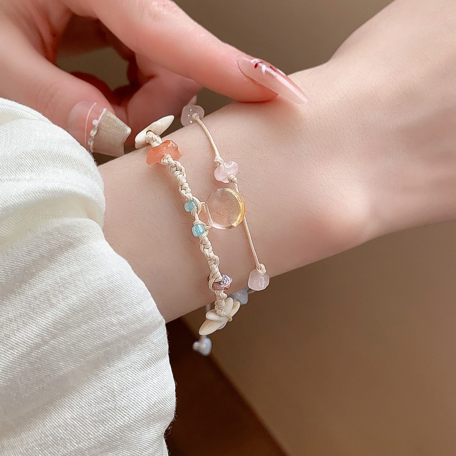 [Jewbeauty] Vòng tay hình giọt nước sao biển đầy màu sắc với vòng tay kéo dệt thời trang đa năng phụ kiện cầm tay đơn giản