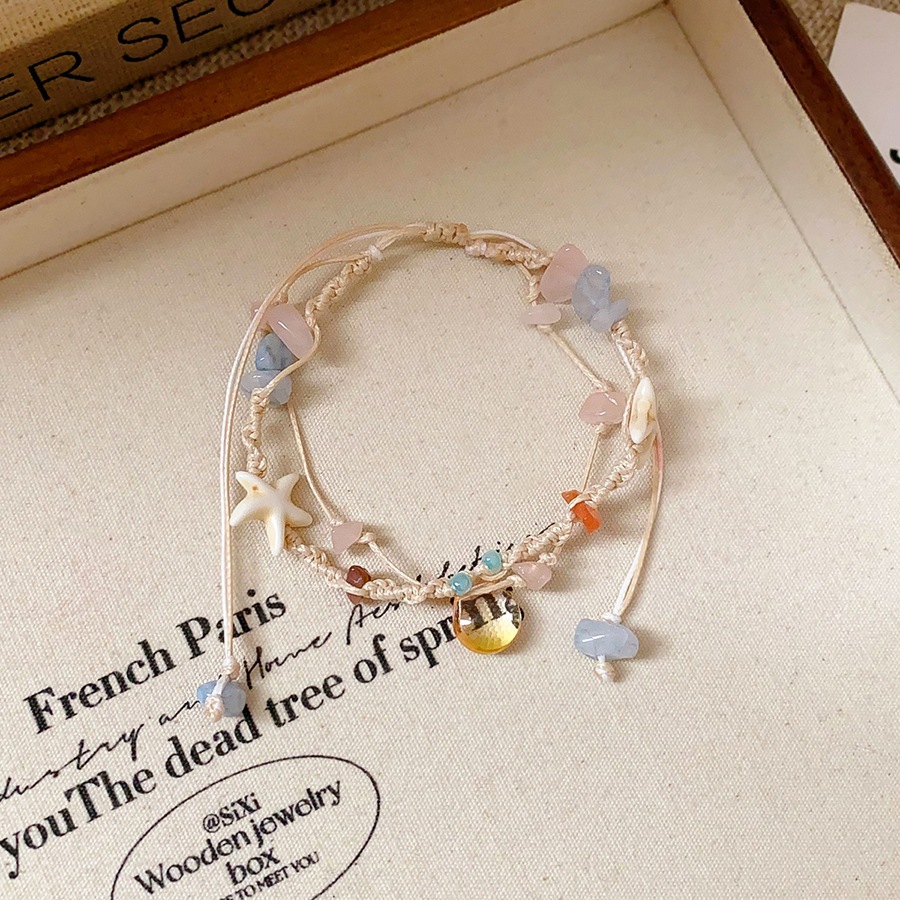 [Jewbeauty] Vòng tay hình giọt nước sao biển đầy màu sắc với vòng tay kéo dệt thời trang đa năng phụ kiện cầm tay đơn giản