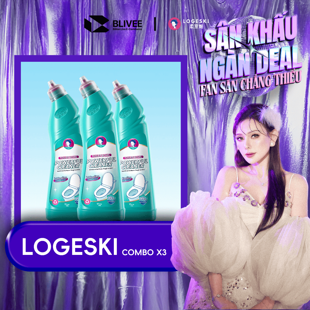 Nước tẩy bồn cầu Logeski 500ml - Sạch không cần chà, khử mùi & diệt khuẩn, dùng cho gạch và kính
