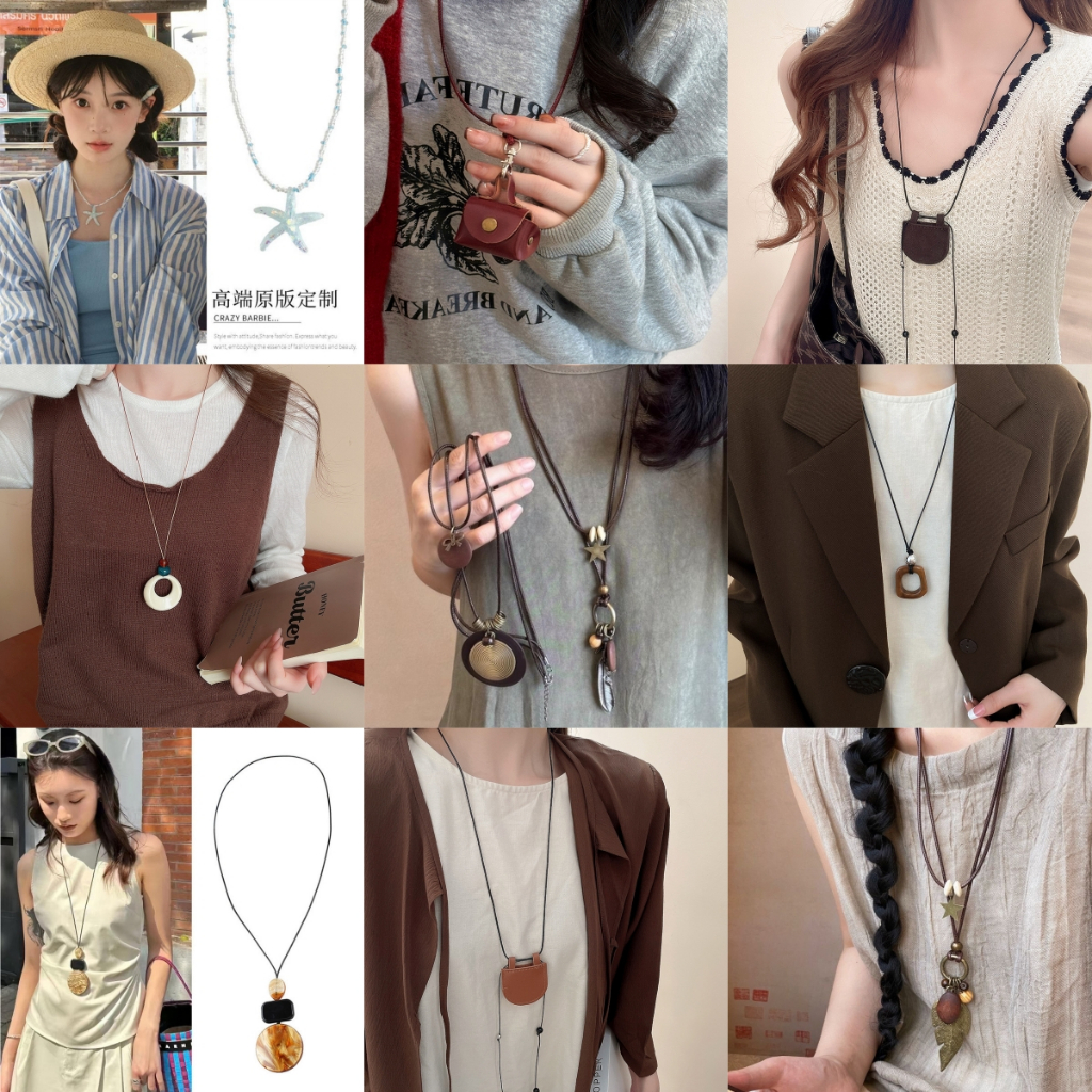 Phong cách dân tộc Mặt dây chuyền độc đáo Vòng cổ dài Vintage hàng ngày dễ dàng phù hợp với vòng cổ Thời trang phụ nữ cổ áo