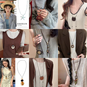 Phong cách dân tộc Mặt dây chuyền độc đáo Vòng cổ dài Vintage hàng ngày dễ dàng phù hợp với vòng cổ Thời trang phụ nữ cổ áo