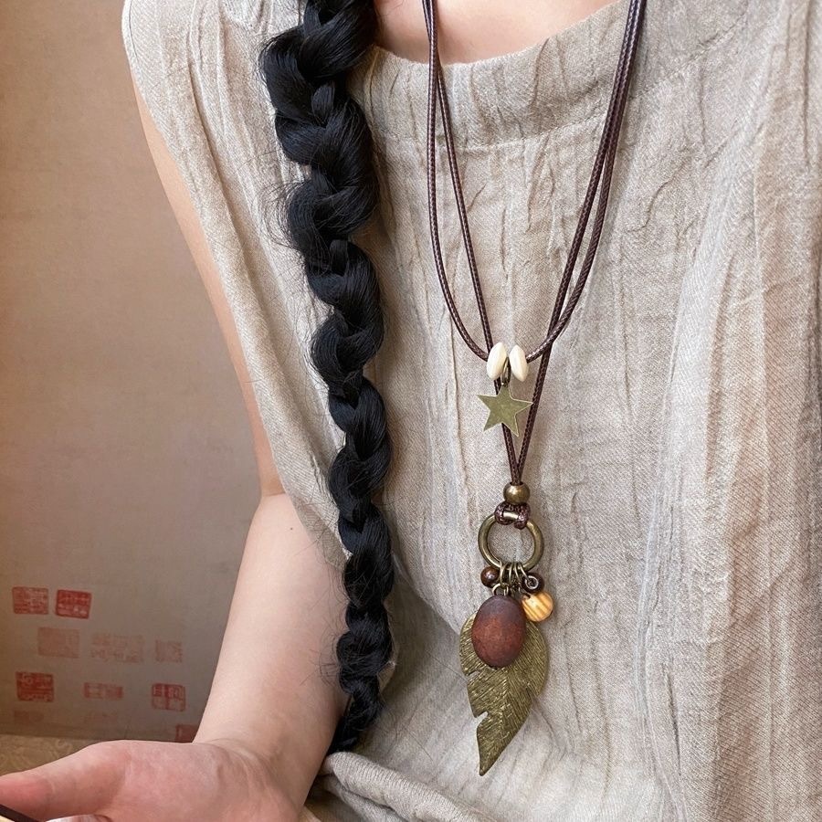 Phong cách dân tộc Mặt dây chuyền độc đáo Vòng cổ dài Vintage hàng ngày dễ dàng phù hợp với vòng cổ Thời trang phụ nữ cổ áo