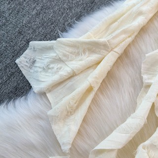 Phong Cách Hàn Quốc Nữ Voan Retro Ruffle Áo Cardigan Mùa Hè Không Đều Kimono Hàng Mới Plus Kích Thước