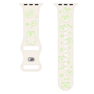 Dây đeo silicon hình gấu dâu hai tông màu cho Apple Watch Ultra 46 / 44 / 40 / 49 / 45 / 41 / 42 / 38 / 45mm iwatch Series Ultra / 10 / 9 / 8 / 7 / 6 / 5 / 4 / 3 / 2 / 1 / SE
