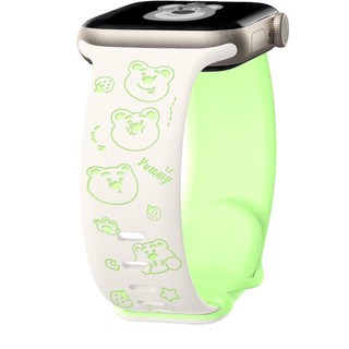 Dây đeo silicon hình gấu dâu hai tông màu cho Apple Watch Ultra 46 / 44 / 40 / 49 / 45 / 41 / 42 / 38 / 45mm iwatch Series Ultra / 10 / 9 / 8 / 7 / 6 / 5 / 4 / 3 / 2 / 1 / SE